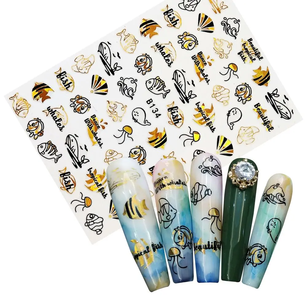 

Sparkly Design Flower Leaf Holographic Shiny Adhesive Decals 3D Laser DIY Manicure Nail Stickers