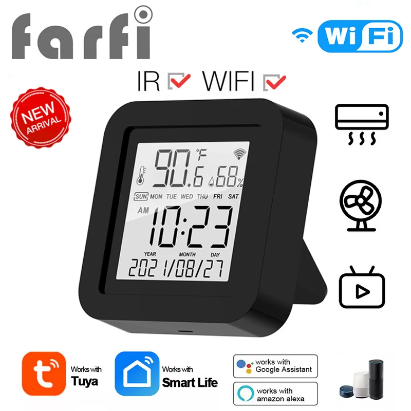 

Tuya Smart WiFi IR Remote Controller LCD Screen Display Thermometer Hygrometer For Air Conditioner TV AC For Alexa,Google Home