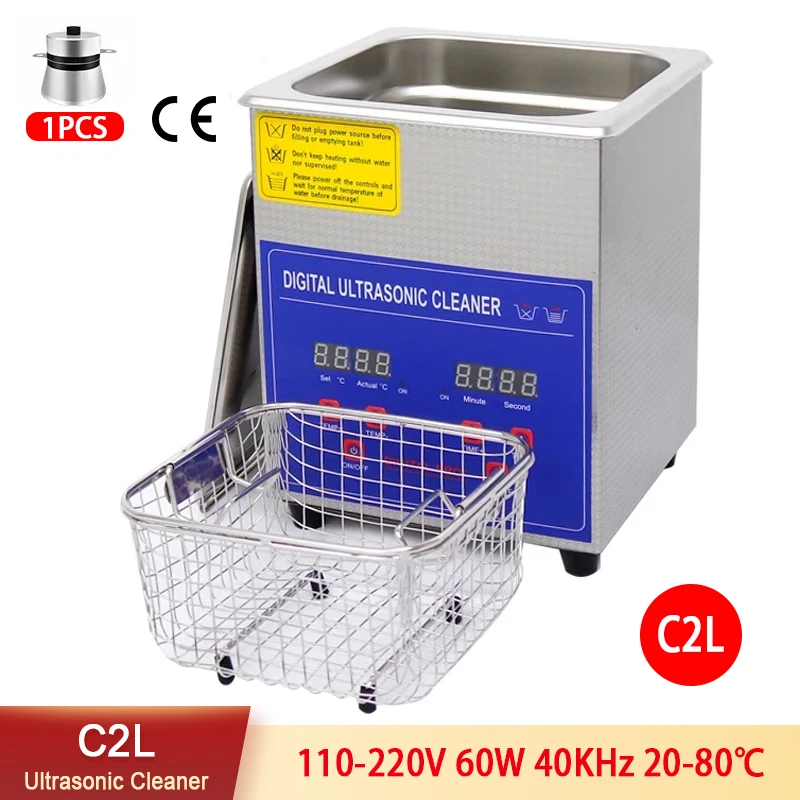 2L  60W Commercial Industrial Ultrasonic Cleaner Cleaning For Electronic Machinery Medical Industry Chemical Ultrasound Washer