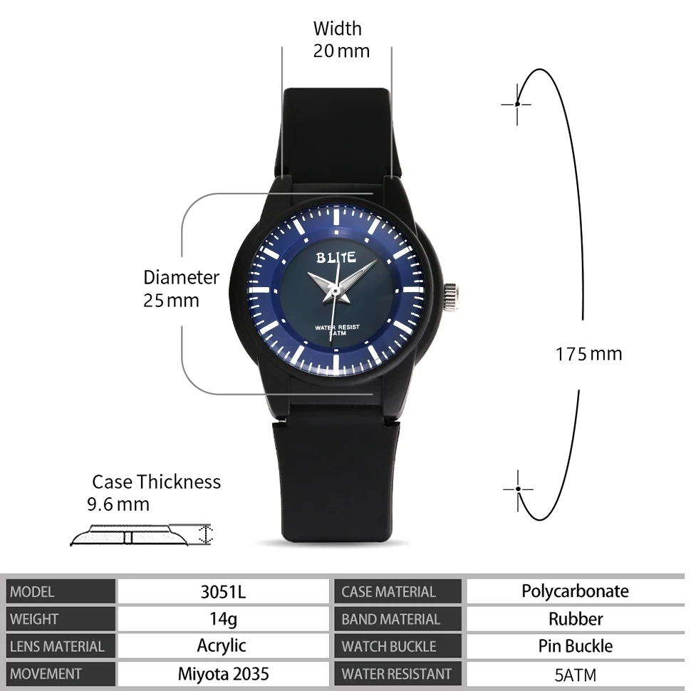 BERNY Women Quartz Watch Japan Miyota 2035 Ultra Thin Sport Fashion Ladies Wist Watch for Women Waterproof 50M Wristwatch Female