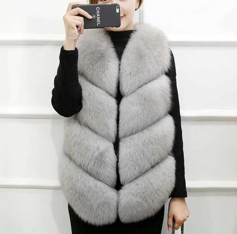 

Female Faux Fur Gilet Furry O-Neck Clothing Jackets Women Winter Fake Fur Coat Jacket 2021 Fashion Sleeveless Solid Outerwear