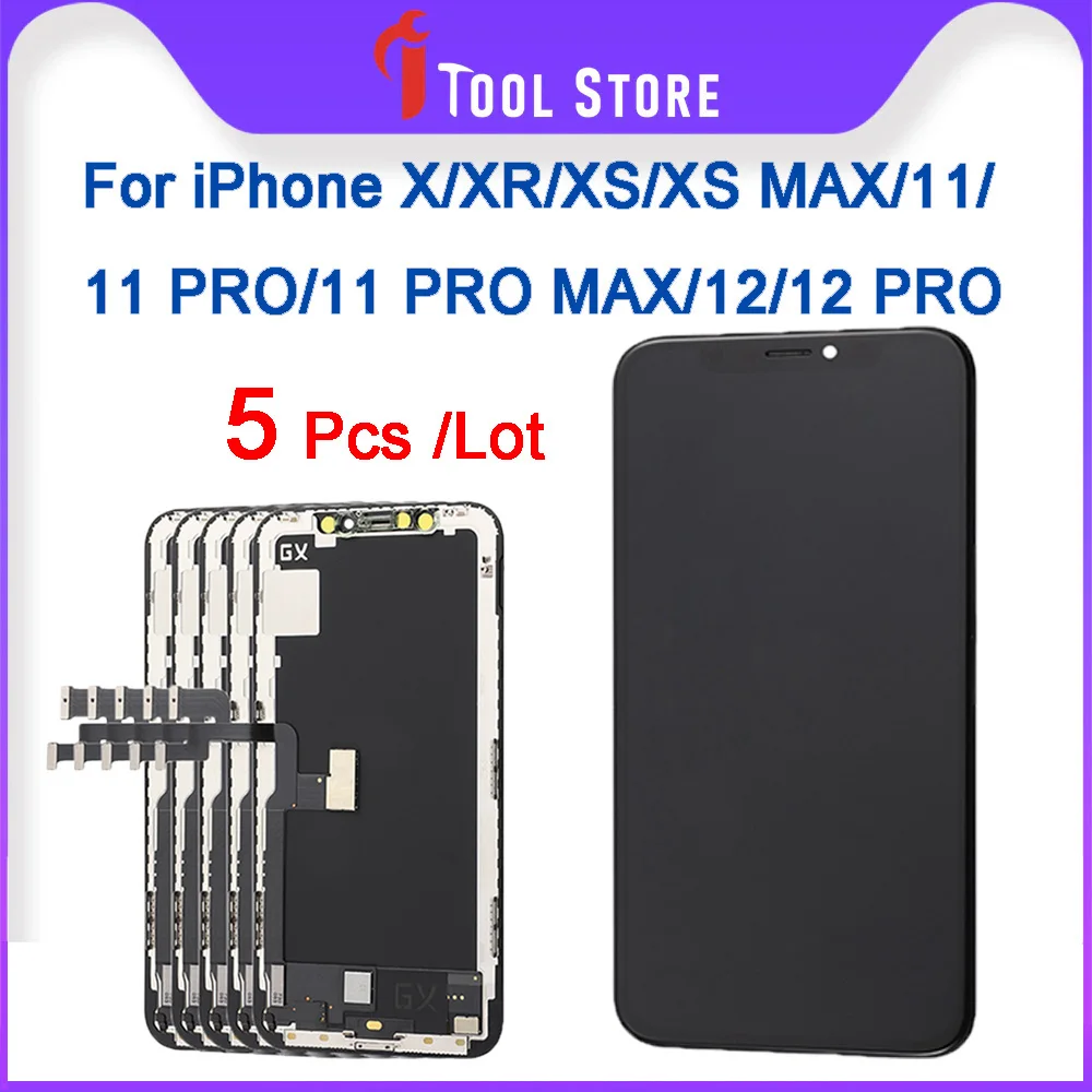 

5 PCS A Lot GX OLED Pantalla LCD Display For iPhone X XS XR XS Max 11 11 Pro 11 Pro Max 12 Pro Touch Screen Replacement Assembly