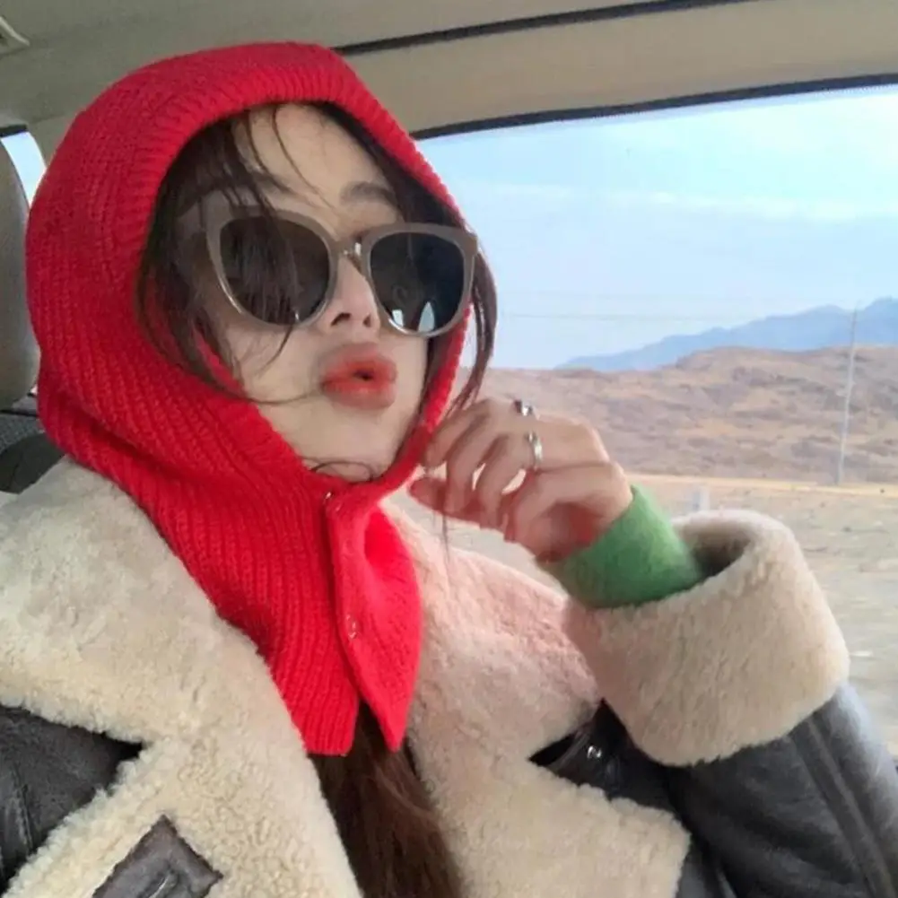 

Зимняя трикотажная шапка унисекс с капюшоном и воротником-бини для мужчин и женщин цветные шапки сохраняющая Лицо теплая Балаклава