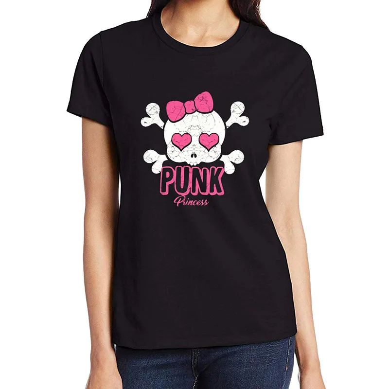 

Punk Rock Music Design Naughty T-shirt Women's Punks Skull Graphics Gothic Tee Shirts Street Fashion High-Quality Casual Tops