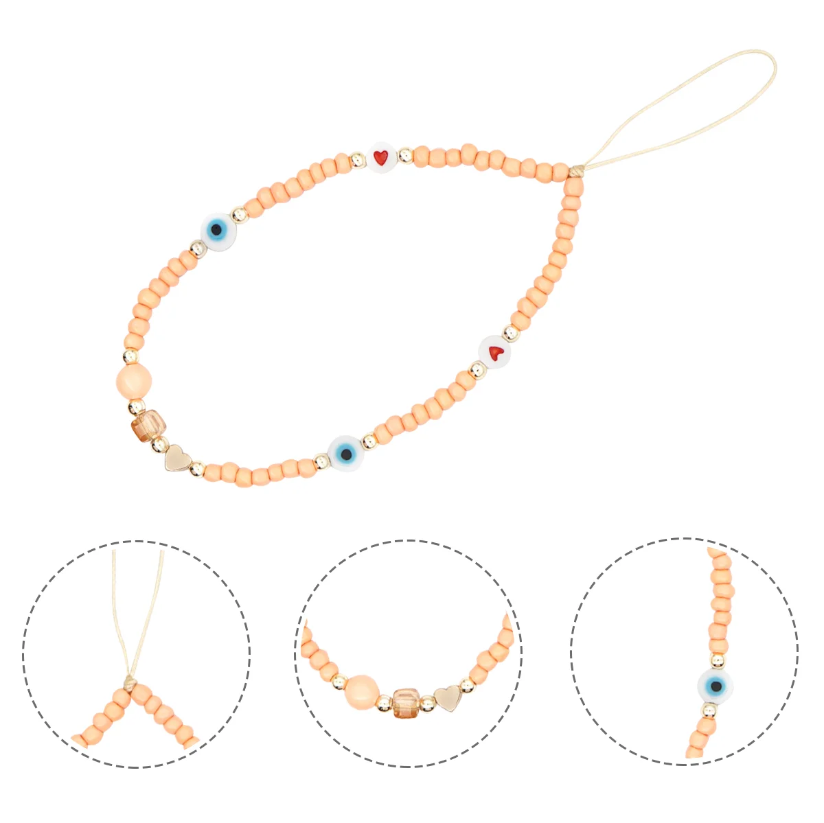 

Delicate Beaded Phone Lanyard Wrist Camera Rope Creative Keychain Pendant