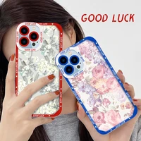 fashion flowers phone case for iphone 11 pro max 12 13 xs x xr 7 8 plus se 2020 max transparent shockproof bumper back cover