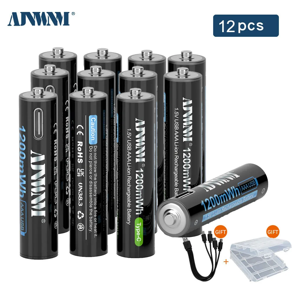 Реальная емкость 1200 МВтч 1 5 В USB Литиевая аккумуляторная батарея AAA Литий-ионная +