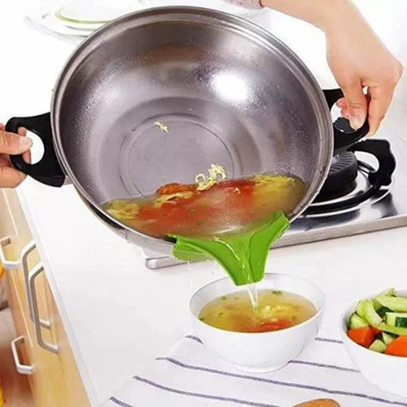 

Kitchen Anti-spill Leak-proof Pot With Round Mouth Edge Deflector Silicone Liquid Deflector Nozzle Pouring Funnel for Pots Pans