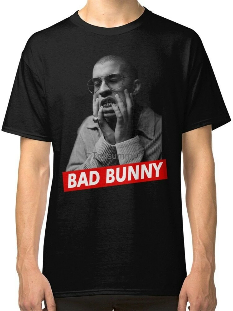 

Bad Bunny Men'S Black T-Shirts Harajuku Funny Tee Shirt