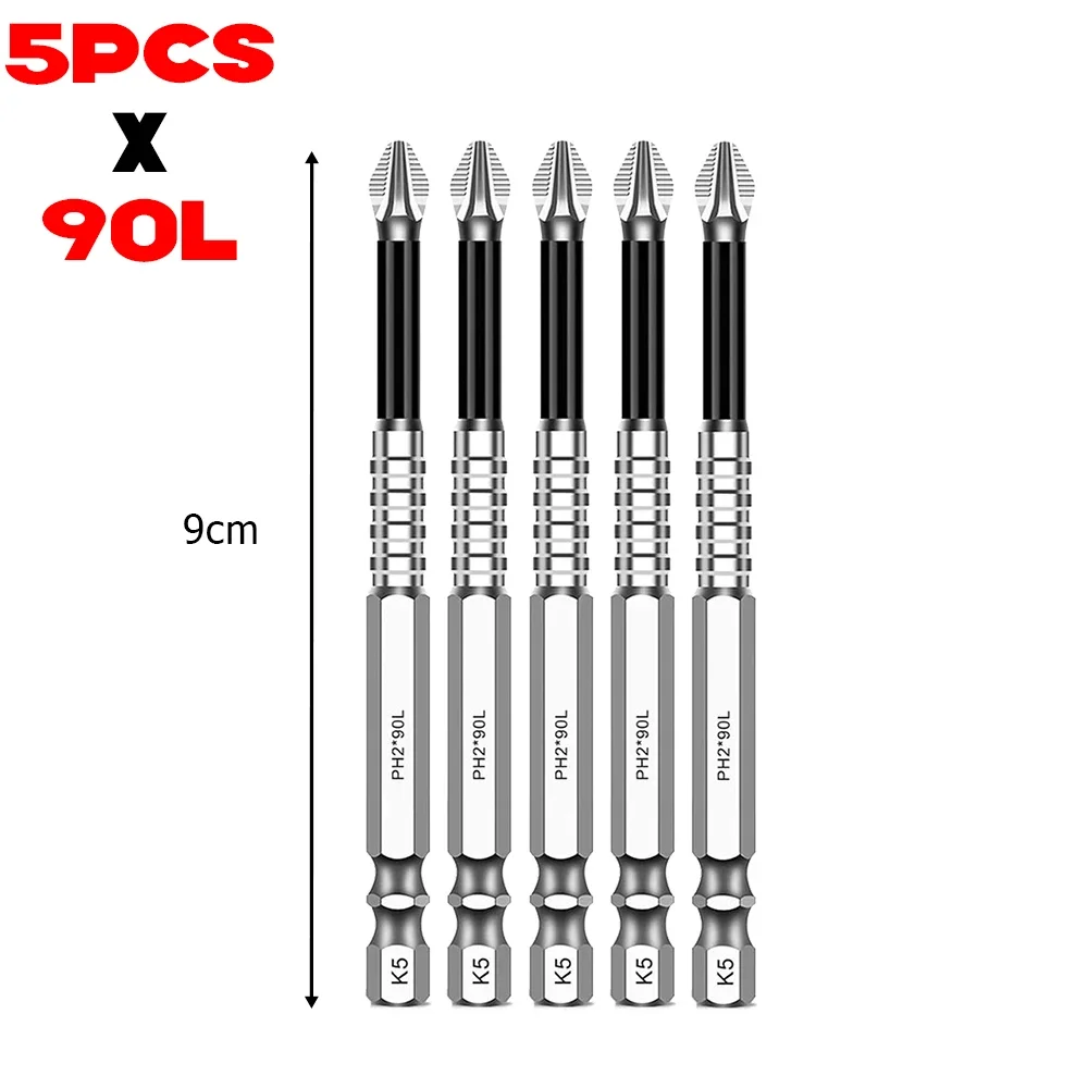 Сильная магнитная отвертка, набор сверл K5, нескользящая легированная сталь, крестовая головка, электрические отвертки, ударопрочные биты
