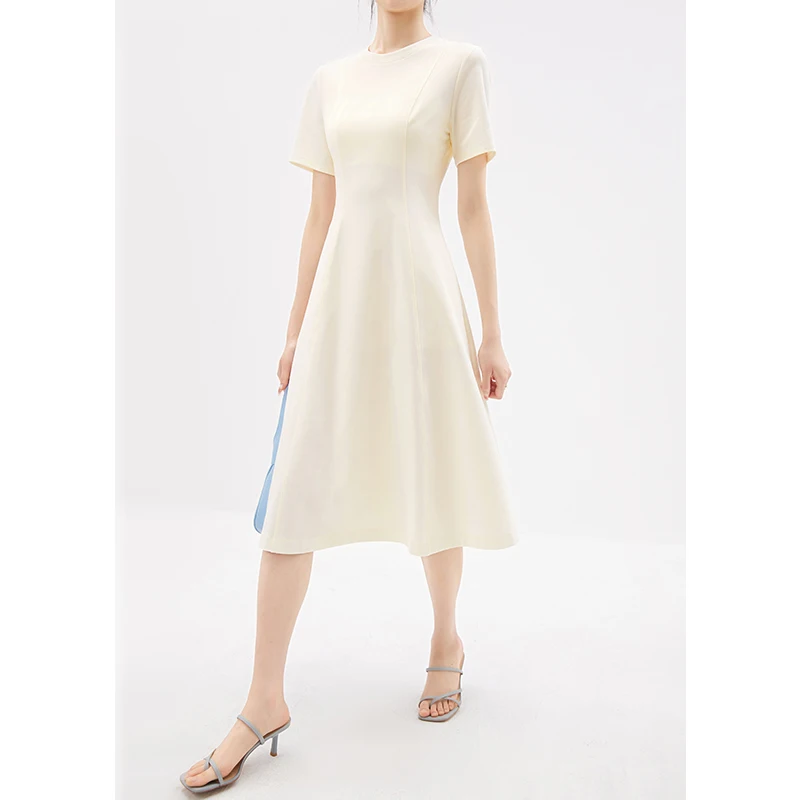 

95% Cotton High Quality Dresses for Women Back To The Basics A-LINE Mid-Calf Solid O-Neck Birthday Dress for Women