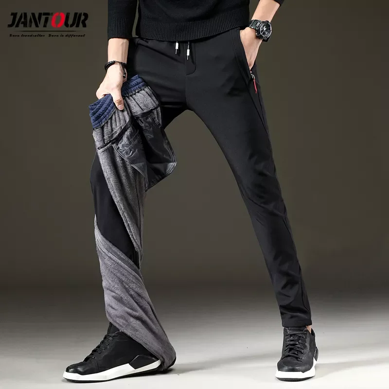 

2022 Men Winter Warm Light Fleece Cargo Pants Casual Pockets Long Trousers Fashion Outdoor Slim Jogeer Worker Male Pants 28-38