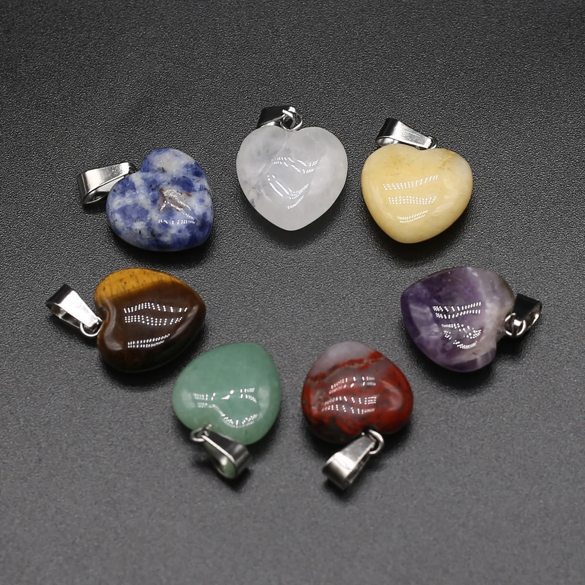 

Natural Stone Amethysts Pendants Heart Shape Tiger Eye Crystal for Jewelry Making Diy Women Trendy Necklace Earring Gifts