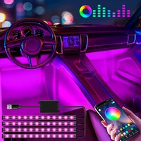 car rgb usb led strip light interior styling decorative atmosphere lamps strip led with remote voice control ambient lamp