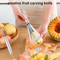 diy fruit carving knife stainless steel triangular shape vegetable knife slicer fruit platter carving blade kitchen tool
