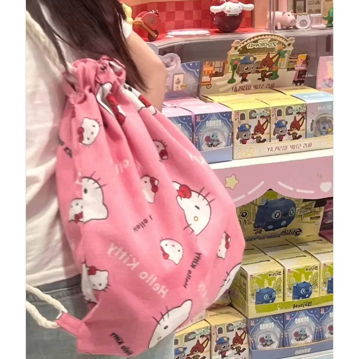 Sanrio hello kitty рюкзак на шнурке женский удобный студенческий большой емкости для