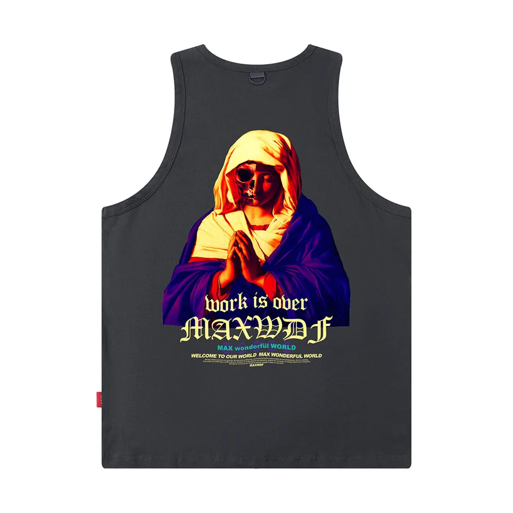 

Harajuku Summer Oversized Sleeveless T Shirts for Men Character Print Hip Hop Cotton Casual Tanks Top Unisex Crew Neck Y2K Vest