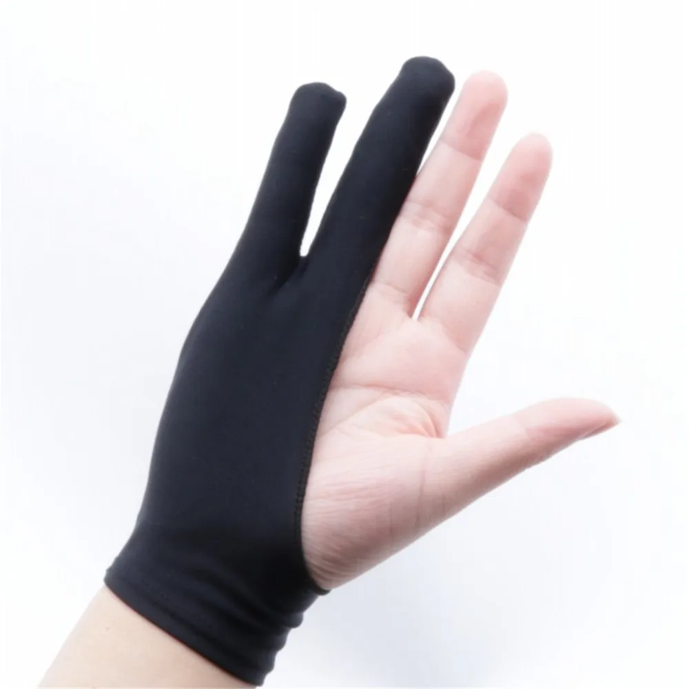 1pc Black 2 Fingers Anti-fouling Gloves Hand Drawing for Sketch Oil Paintings Digital Tablet Writing Glove School Supplies