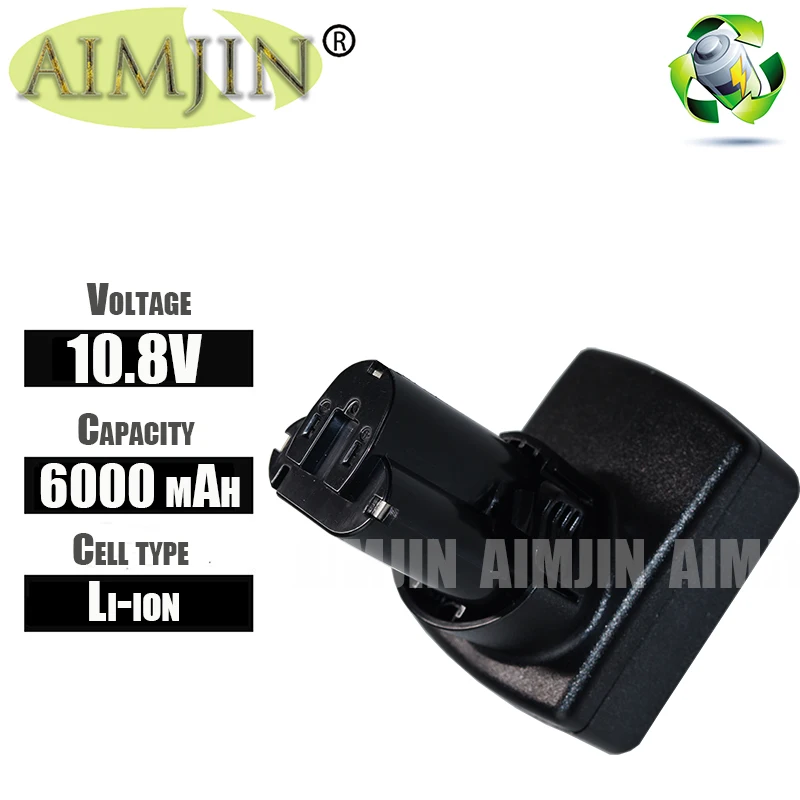 

AIMJIN 6000mAh 10.8V For Makita BL1013 Rechargeable Power Tools Li-Ion Battery Replacement TD090D DF030D LCT203W BL1014