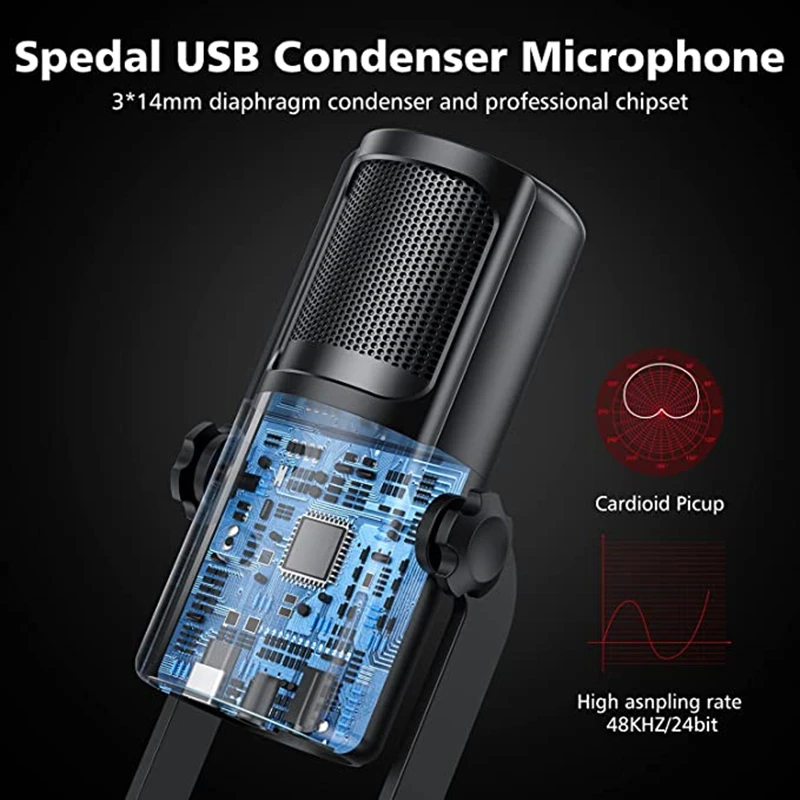 Конденсаторный USB-микрофон Spedal MC02 для ПК Mac компьютерный микрофон игр записи