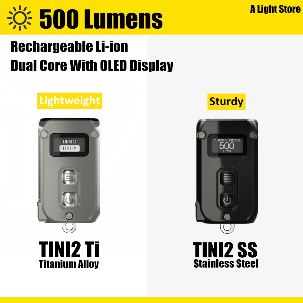 Nitecore Flash светильник TINI2 Ti титановый сплав SS корпус из нержавеющей стали light 500