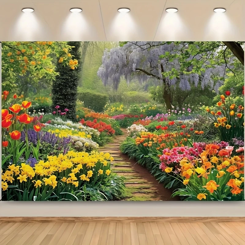 Тюльпаны цветущие в джунглях Сад Фон детская Весенняя уличная художественная