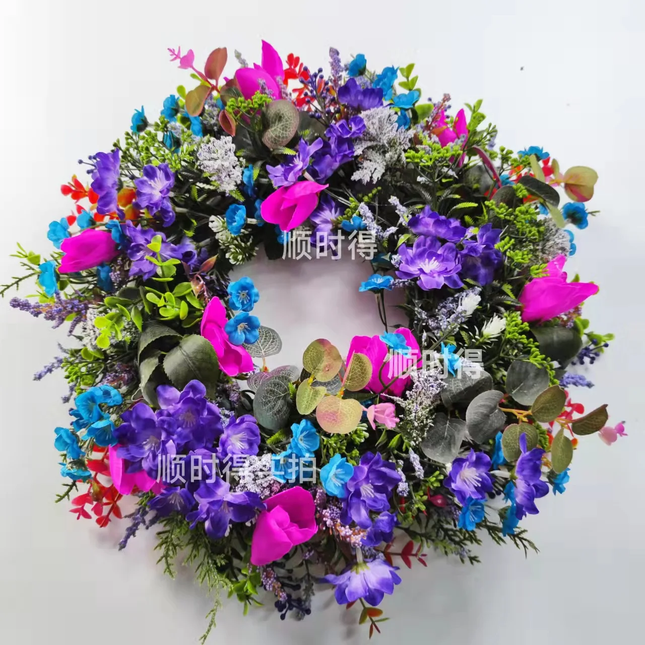 

Индиго Dreamer фиолетовый Тюльпан Лаванда Petunia & синий Larkspur входная дверь весна лето венок искусственные растения