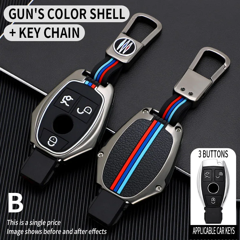 

Zinc Alloy+Silicone Noctilucent Car Key Bag For Mercedes Benz A B C E R Class GLS GLA GLK GLC CLA AMG W204 W205 W212 W463 W176