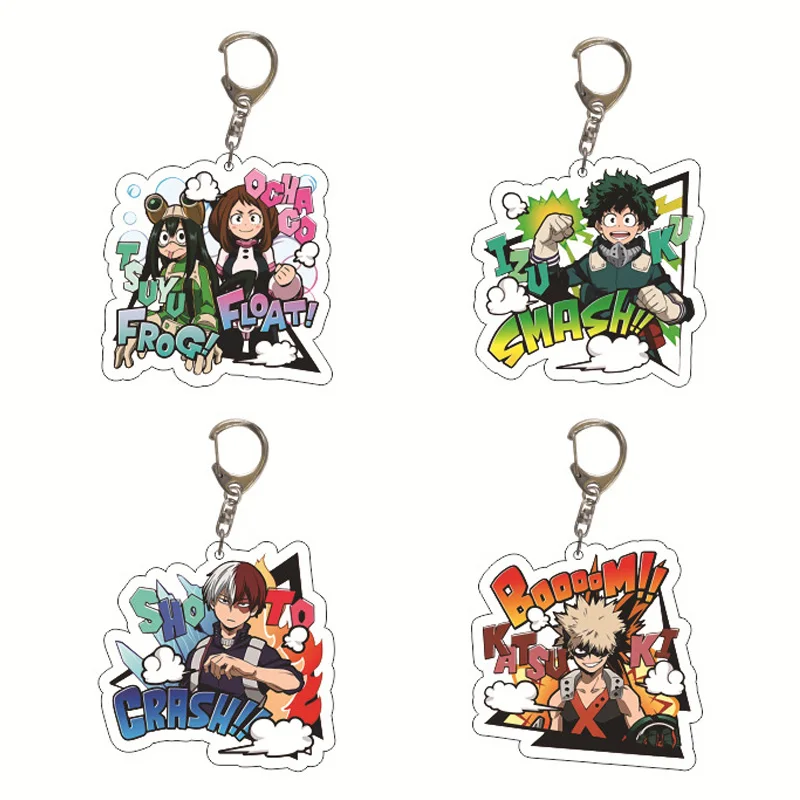 Брелок для ключей двусторонний прозрачный с героями аниме Моя геройская