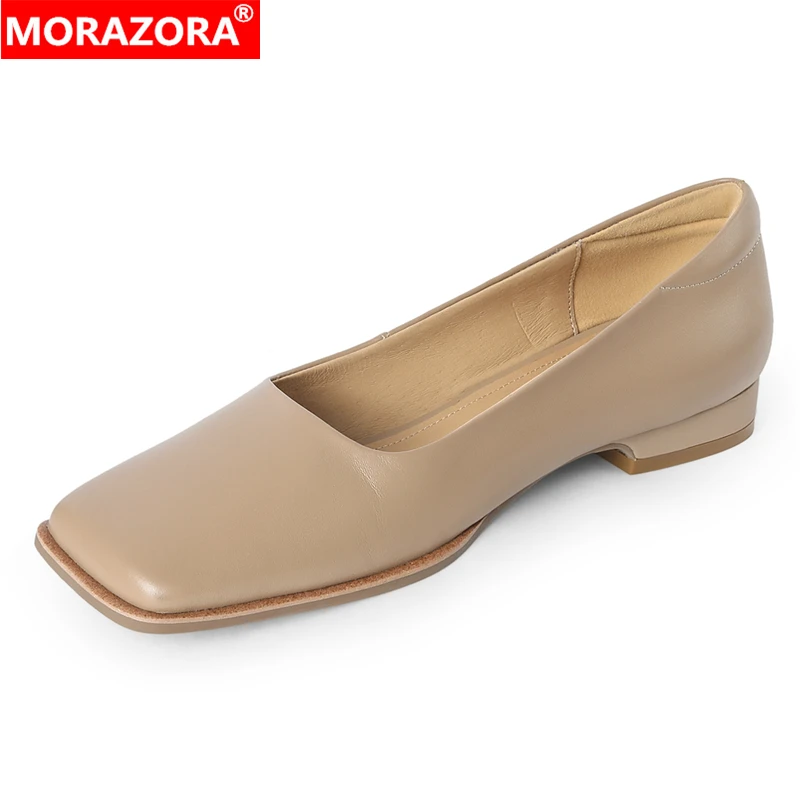 

Женские туфли на плоской подошве MORAZORA, бежевые офисные туфли на плоской подошве с квадратным носком, весна-лето 2023