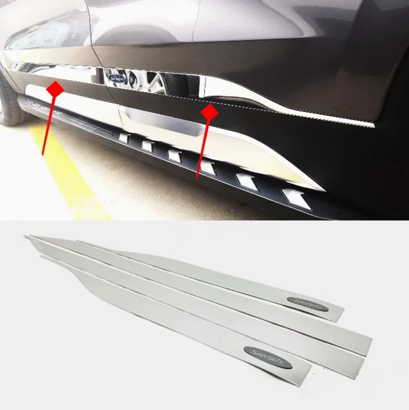 

For Hyundai Santa FE 2018 2019 2020 Accessories Outside Door Body Mouldings Bottom Panel Bezel Cover Trim Side Door Line Garnish