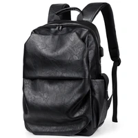 mens backpack fashion pu laptop leather backpack for men travel bookbag luxury brand backpacks business black leather backpack