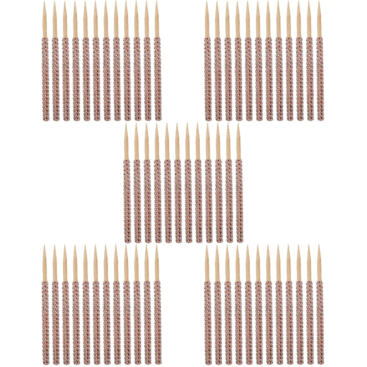 

60 Pcs Christmas Candy Rhinestone Bamboo Stick Lollipop Picks Apple Strudel Apples Sticks Party Fruit