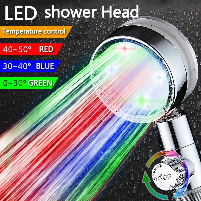 LED Hand Shower Head For Bath And High Pressure Water Saving Filter Bathroom Accessories Spa Rain Portable Showerhead Sets