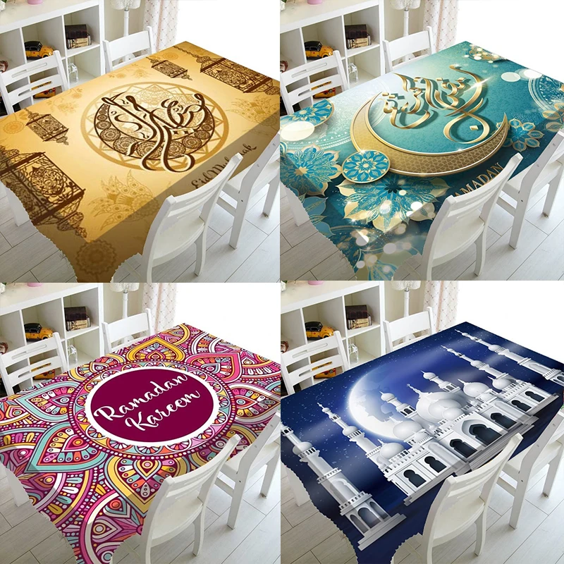 

Mosque and Fanus Lantern Printed Restaurant Tablecloth Home Decor Rectangular Party Tablecloth Ramadan Islamic Muslim Tablecloth