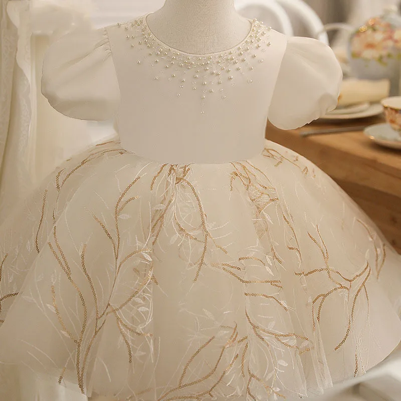 

Baby birthday banquet dress girls spring piano playing host children's princess fleabane bitter fleabane yarn