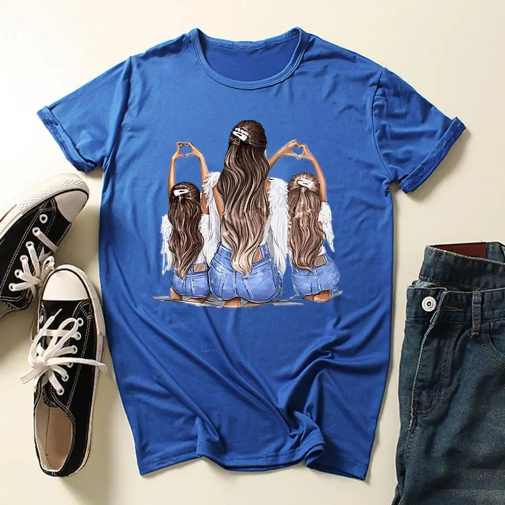 

Свободный симпатичный пуловер с коротким рукавом и принтом для родителей и детей, футболка для работы