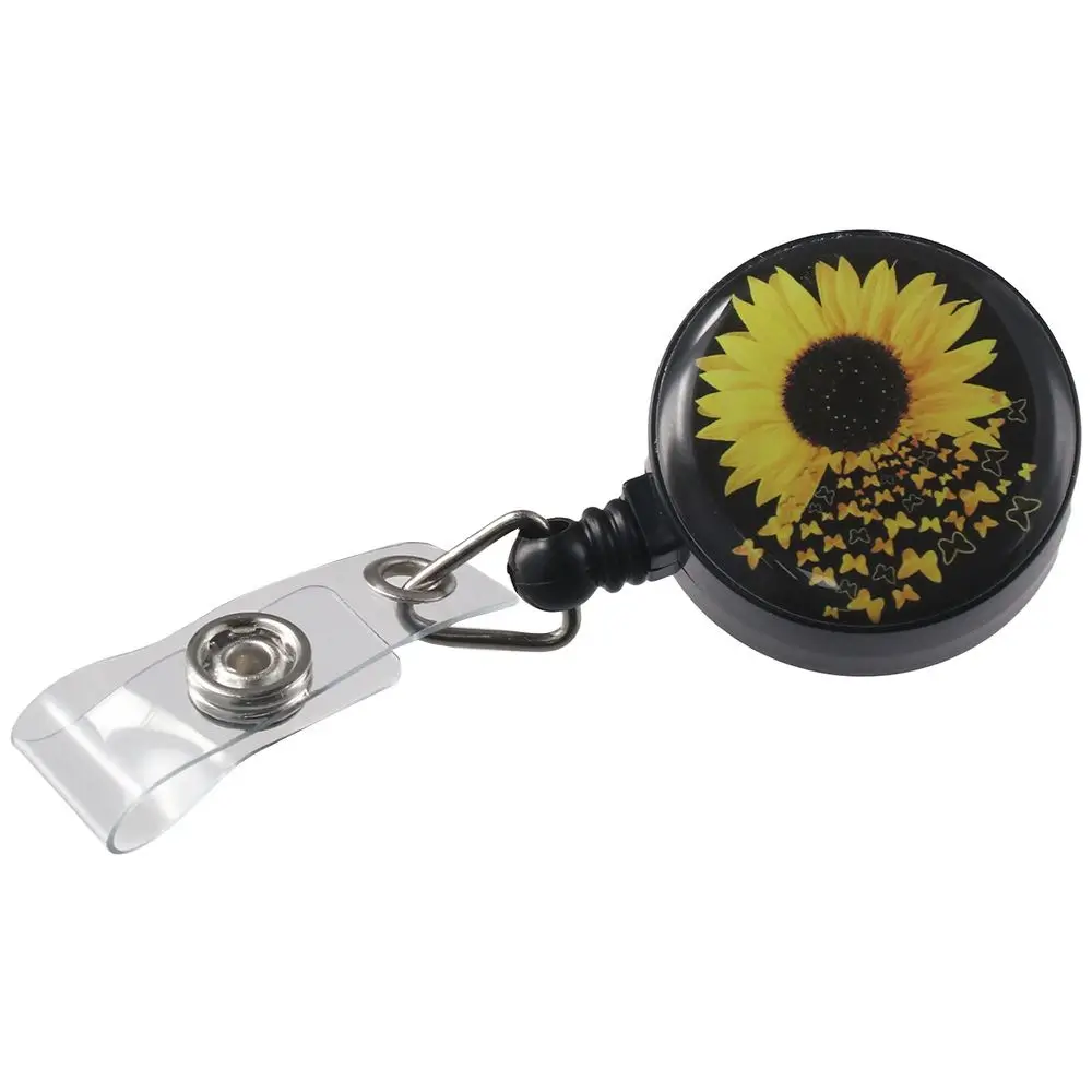 

ABS Badge Reel Durable Sunflower 360° Swivel ID Badge Holder Office