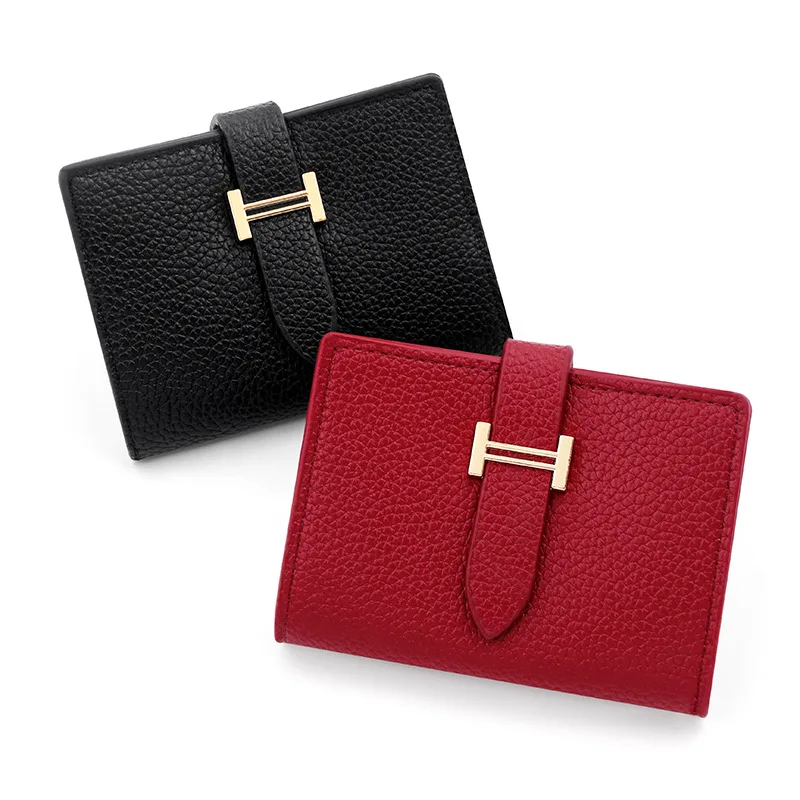 

Women/Men Bank/ID/Credit Card Holder Business Card Wallet Lichee PU Leather Solid Color Coin Purse Slim Hasp Card Case Protects