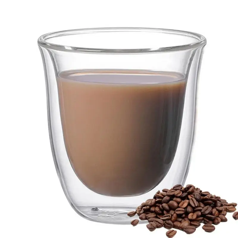 Double Wall Glass Coffee Mugs Clear Borosilicate Glass Cups Thermo Insulated Heat Resistant Glass For Latte Cappuccino Beverage