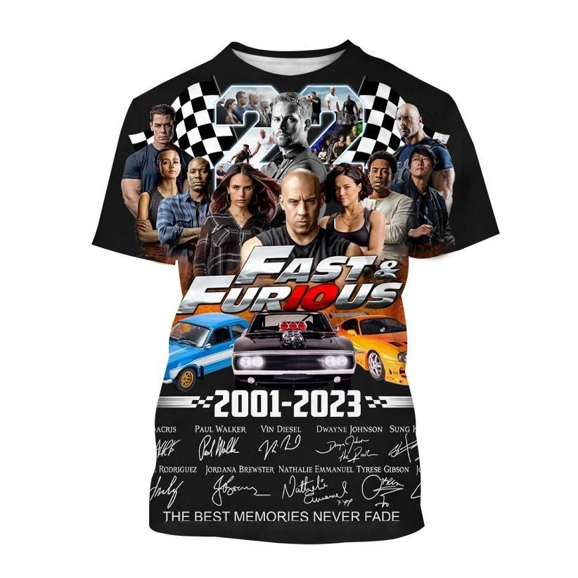

Summer Hot Sale Latest Fast and Furious 3D Printing T-shirt Fashion Racing Men and Women Personalized Hip-hop Casual T-shirt
