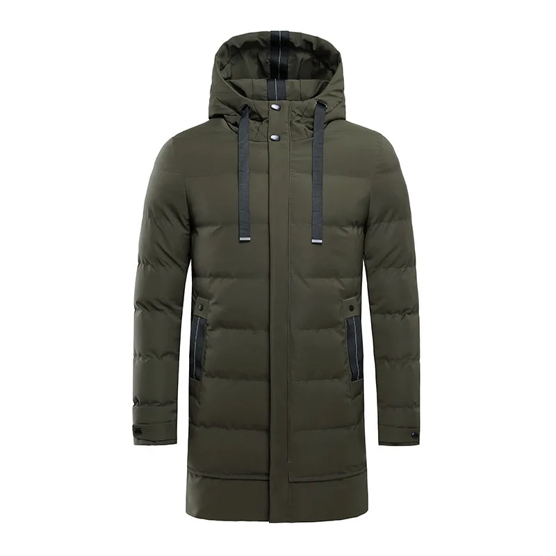 New Men's Long Down Jacket Casual Outdoor Overcoat Winter 2022 Warm Thick Mens Puffer Jacket Hooded Coat Army Korean Solid Parka