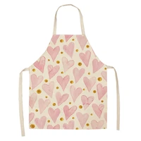 1 pcs creative geometric cotton linen apron woman adult kids bibs home cooking baking coffee shop cleaning aprons