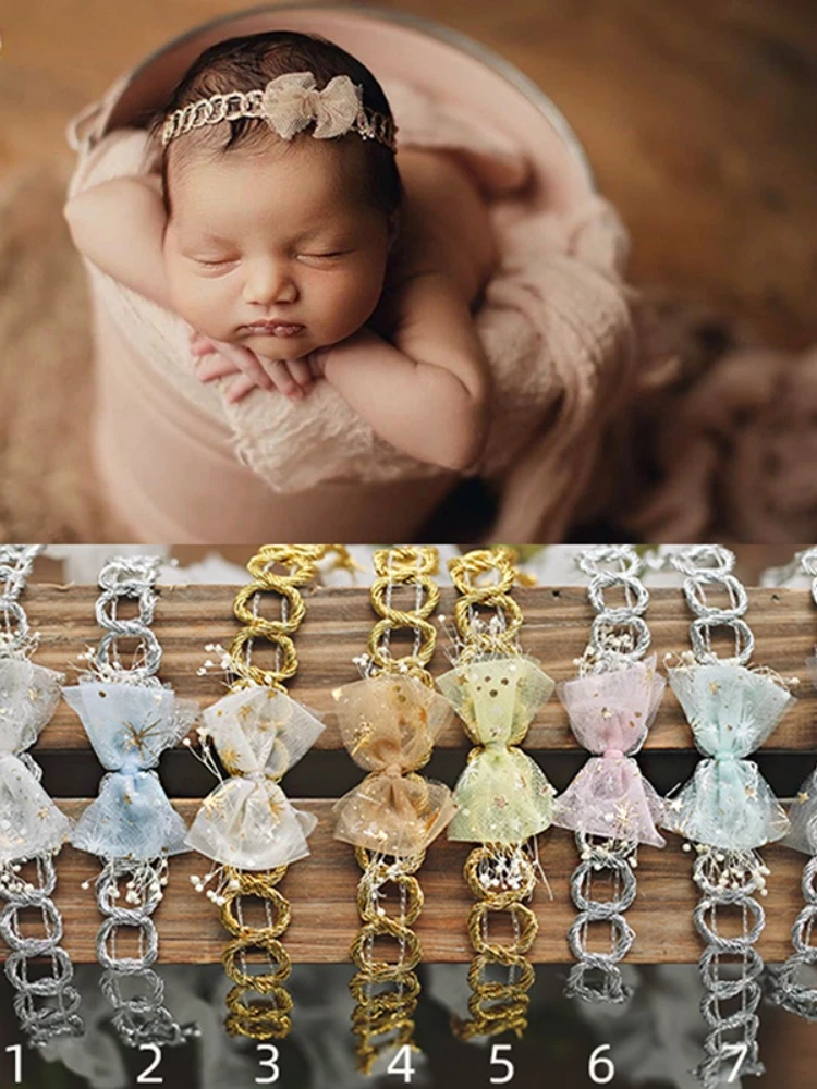 Dvotinst Newborn Baby Photography Props Fairy Bow-knot Headband Headwear Handmade Headdress Fotografia Studio Shoots Photo Props