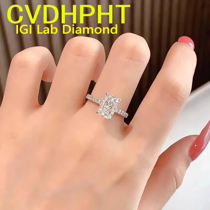 Фото Сияющий цвет D 1 2 3Ct IGI Lab Растущее кольцо с бриллиантом из твердого белого золота 9 карат Обручальное кольцо Заводское индивидуальное обручальное кольцо №1
