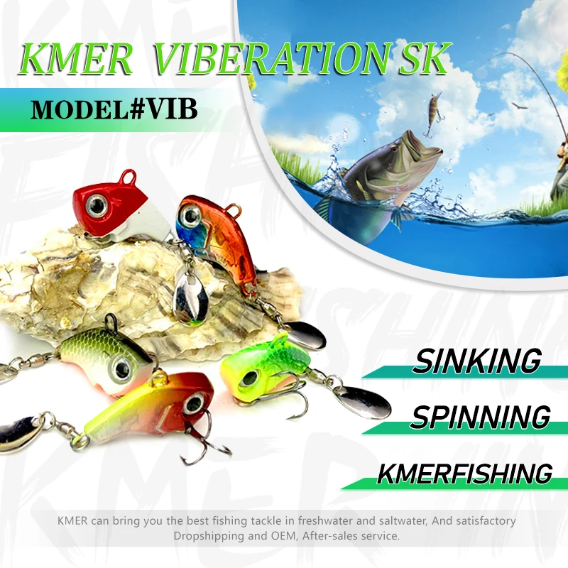 KMER #V4 Fishing Lures Jig Spinner Spinjig VIB Sinking Wobbler Hooks for Pike Walleye In Winter Equipment Accessories Tackle