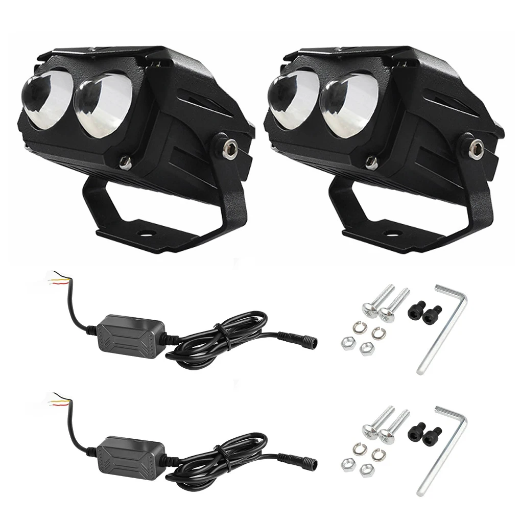 

1 Pair Motorcycle Headlight Portable 30W 12000lm DC 12-80V Removable Universal External Drive Headlamp Spotlight