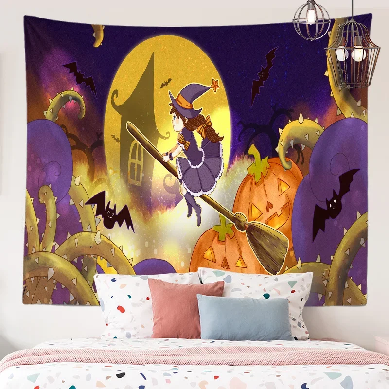 Настенный 3D гобелен с цифровой печатью украшение на Хэллоуин тыква ведьма