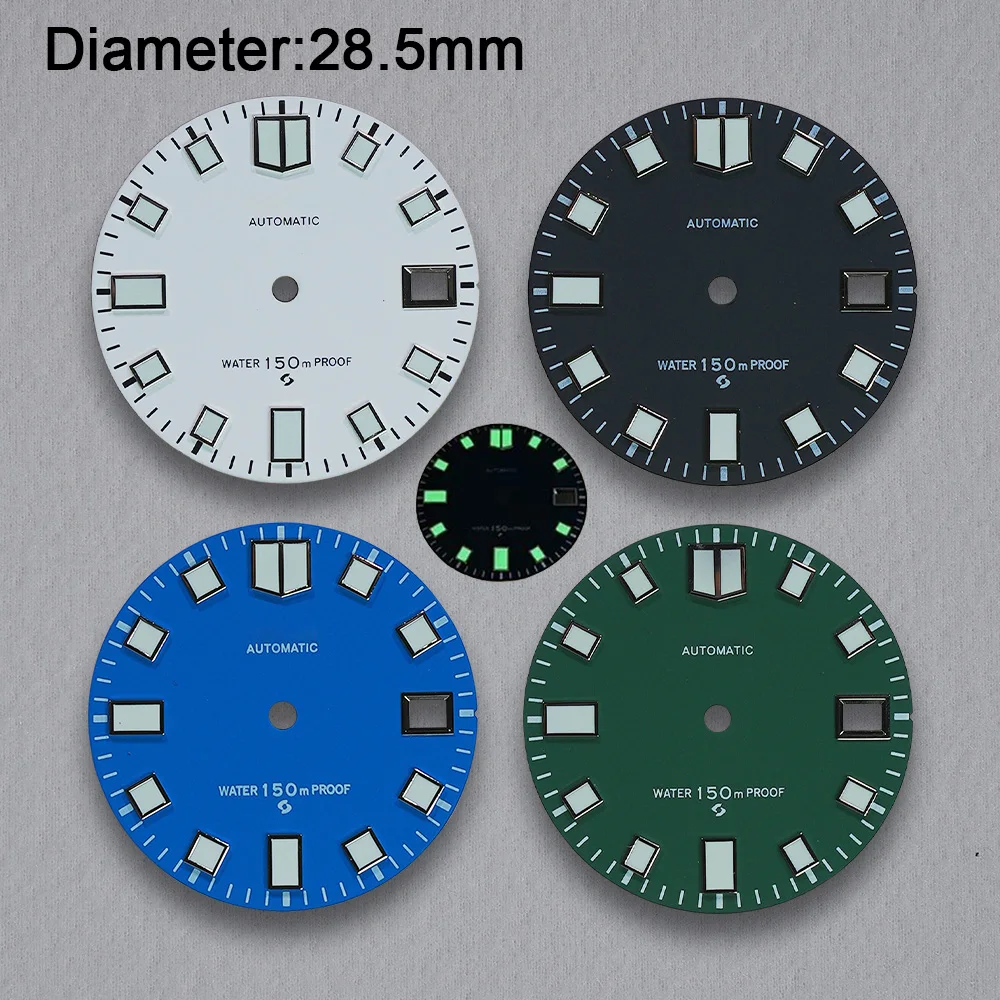 Циферблат NH35 28 5 мм циферблат S зеленый светящийся для NH36 аксессуары часов