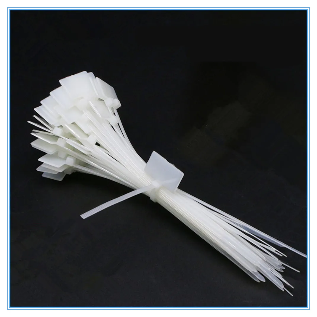 White Waterproof Nylon Label Cable Tie Cable Network Cable Mark Sign Tag Hanging Card Plastic Cable Tie 100pcs